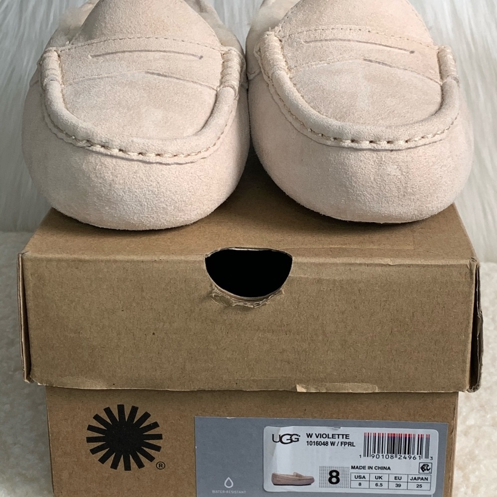 UGG Violette Moccasin Slippers Pearl Suede Size 8